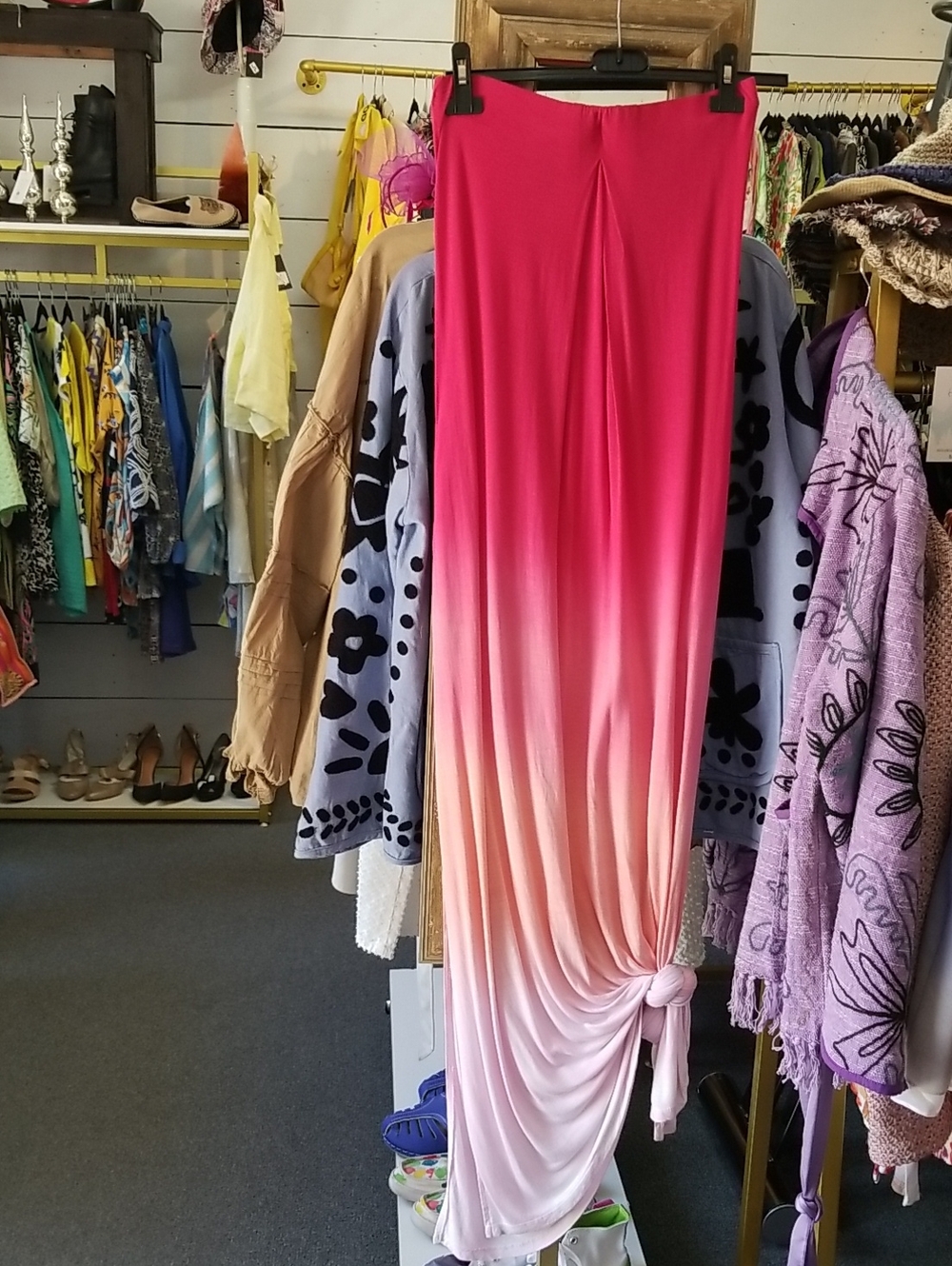 Raviya Pink to Peach Ombre Knot Maxi Skirt